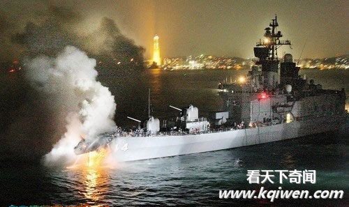 实拍日本驱逐舰与韩国货船相撞起大火事故现场 三海员受伤(组图15
